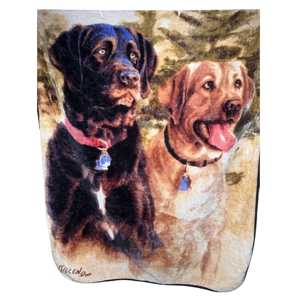 Thick Fleece Blanket Artist Killen Northwest Co. Throw A Good Pair Dogs 48"x60"